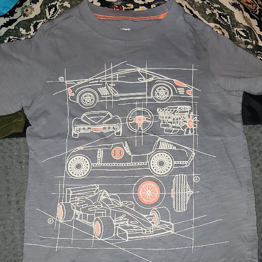 Gray Car Blueprint Graphic Tee